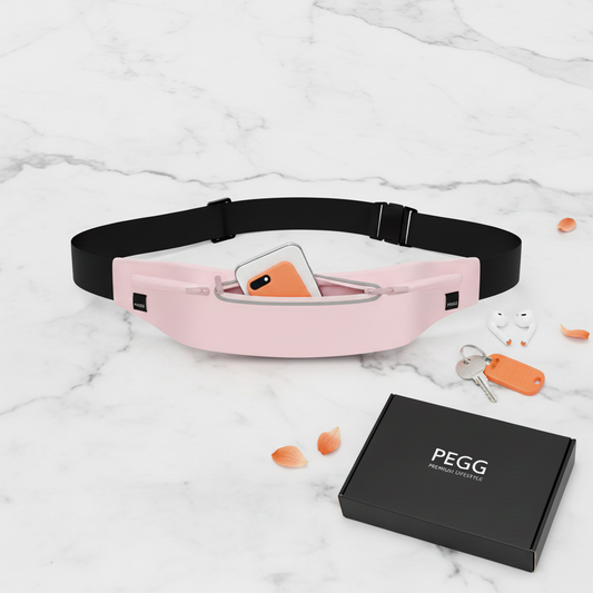PEGG Ultra-Slim Running Belt - Pink - Premium Flat Lay