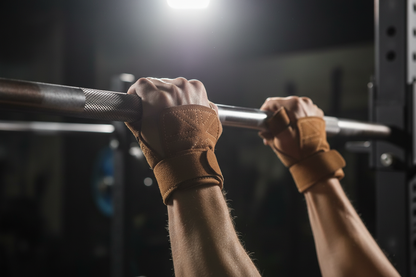PEGG Leather Gym Grips – in action on pull-up bar