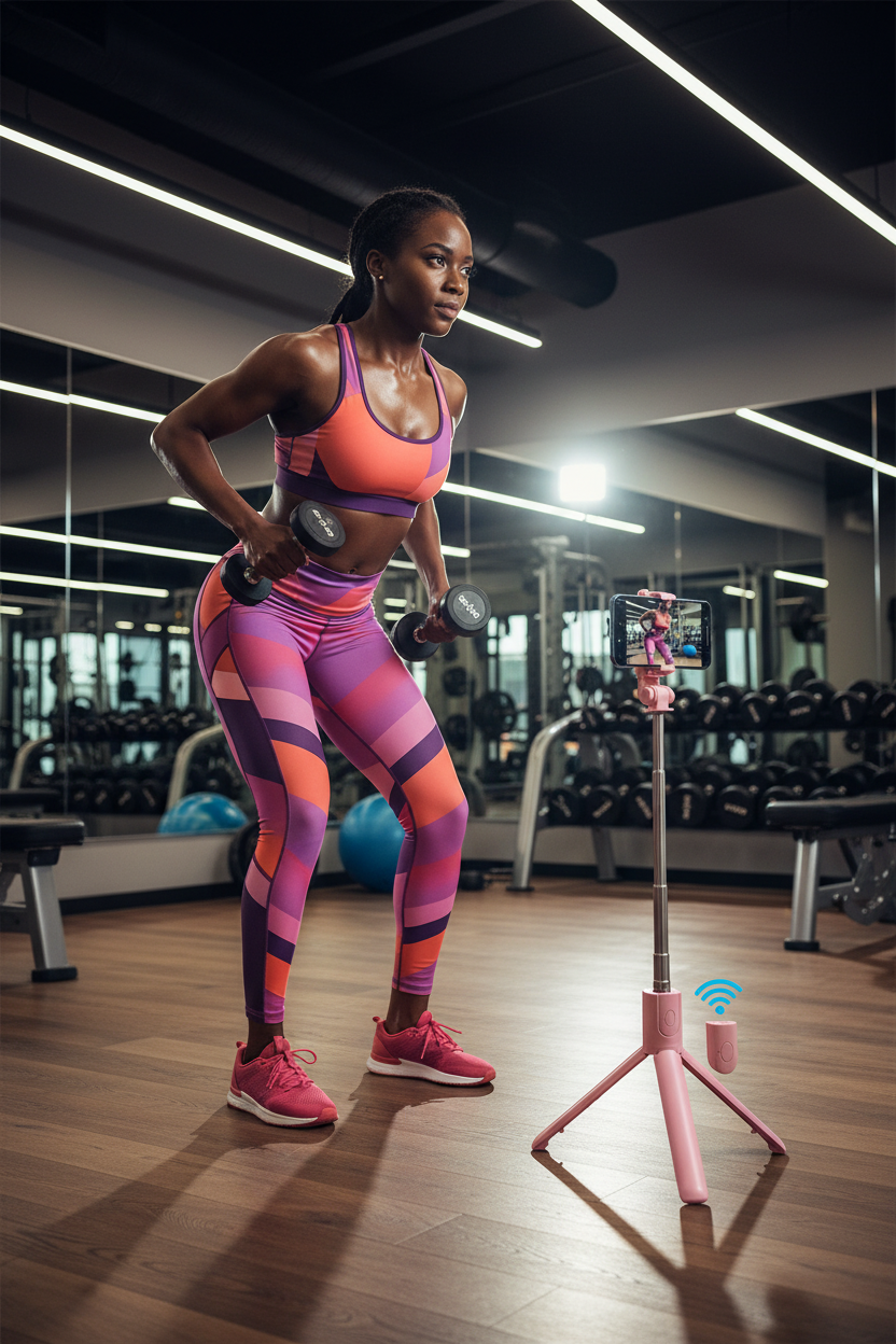 Selfie Stick Tripod – Wireless Remote, 360° Rotation - Stream Your Gym, Run & Hike