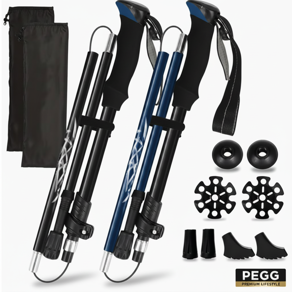 Pro Collapsible Trekking Poles | (PREMIUM ALUMINIUM)-2 POLES