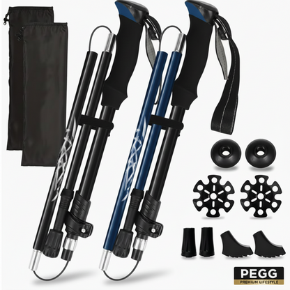 Pro Collapsible Trekking Poles | (PREMIUM ALUMINIUM)-2 POLES