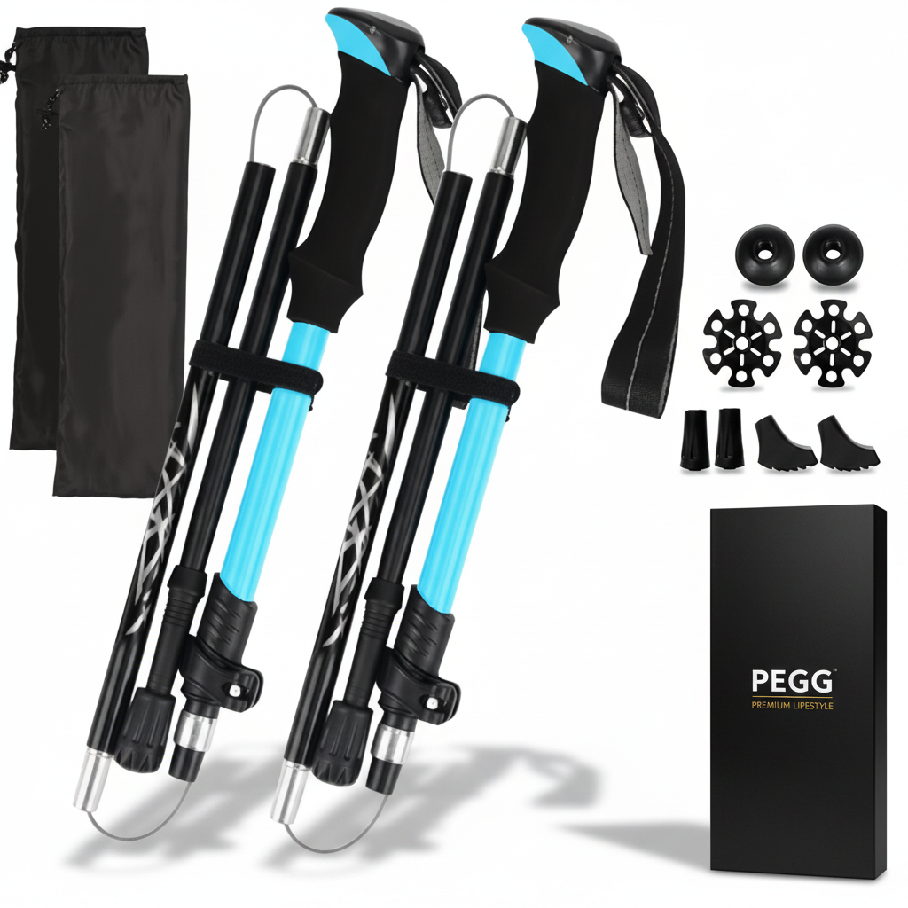 Pro Collapsible Trekking Poles | (PREMIUM ALUMINIUM)-2 POLES