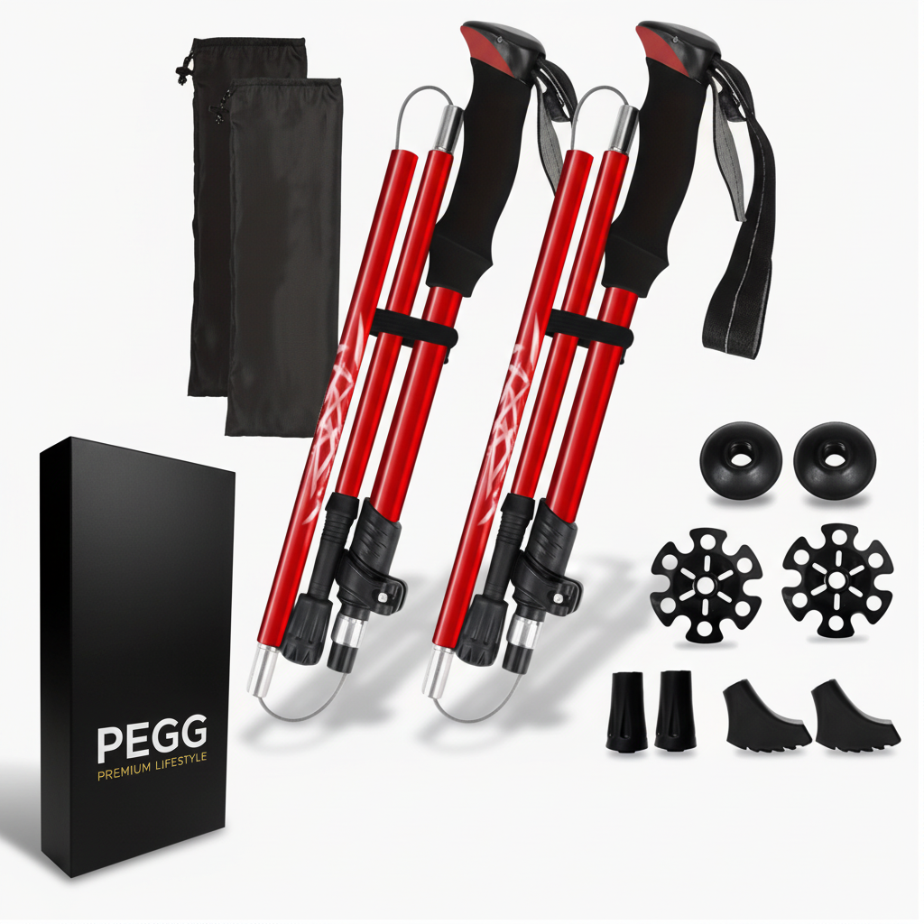 Pro Collapsible Trekking Poles | (PREMIUM ALUMINIUM)-2 POLES